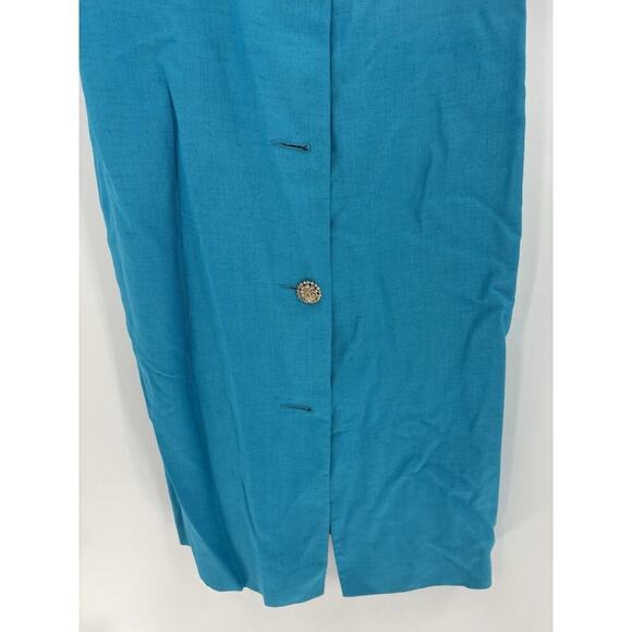 Christian Dior Vintage 90s Skirt Jacket Set Womens 10 Blue Rhinestone Button - Picture 8 of 16